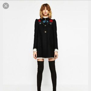 Zara Black Cape with Red and Blue Embroidery